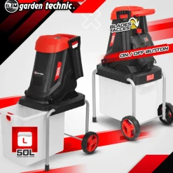 Elem Garden Technic Broyeurs, Nettoyeurs Et Souffleurs | - Broyeur de végétaux électrique 2800w avec bac récupérateur 50l - elem garden