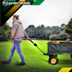 Elem Garden Technic Abris De Jardin, Serres Et Rangements | - Chariot de jardin en acier avec bâche amovible 138x62x68cm