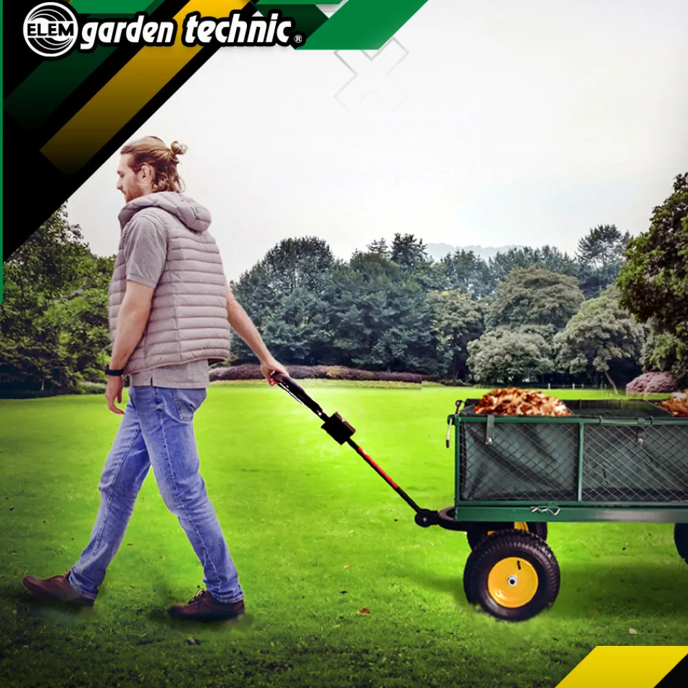 Elem Garden Technic Abris De Jardin, Serres Et Rangements | - Chariot de jardin en acier avec bâche amovible 138x62x68cm