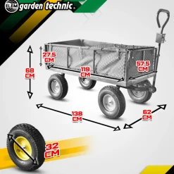 Elem Garden Technic Abris De Jardin, Serres Et Rangements | - Chariot de jardin en acier avec bâche amovible 138x62x68cm