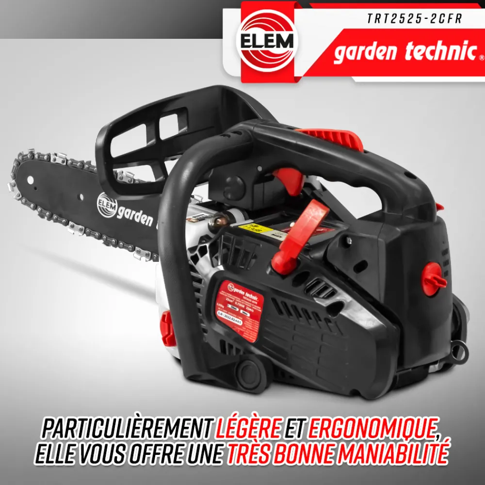 Elem Garden Technic Taille-Haies, Tronçonneuses Et Élagueuses | - Elagueuse thermique 25cc - guide 25cm - 2 temps - livrée avec 2 chaînes - elem g