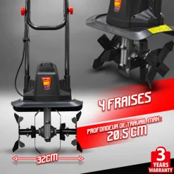 Elem Garden Technic - Motobineuse électrique 750w 32cm - 4 fraises Sale
