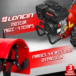 Elem Garden Technic Scarificateurs Et Motoculteurs | - Rotovateur 212cc avec une largeur de travail de 48cm - elem garden