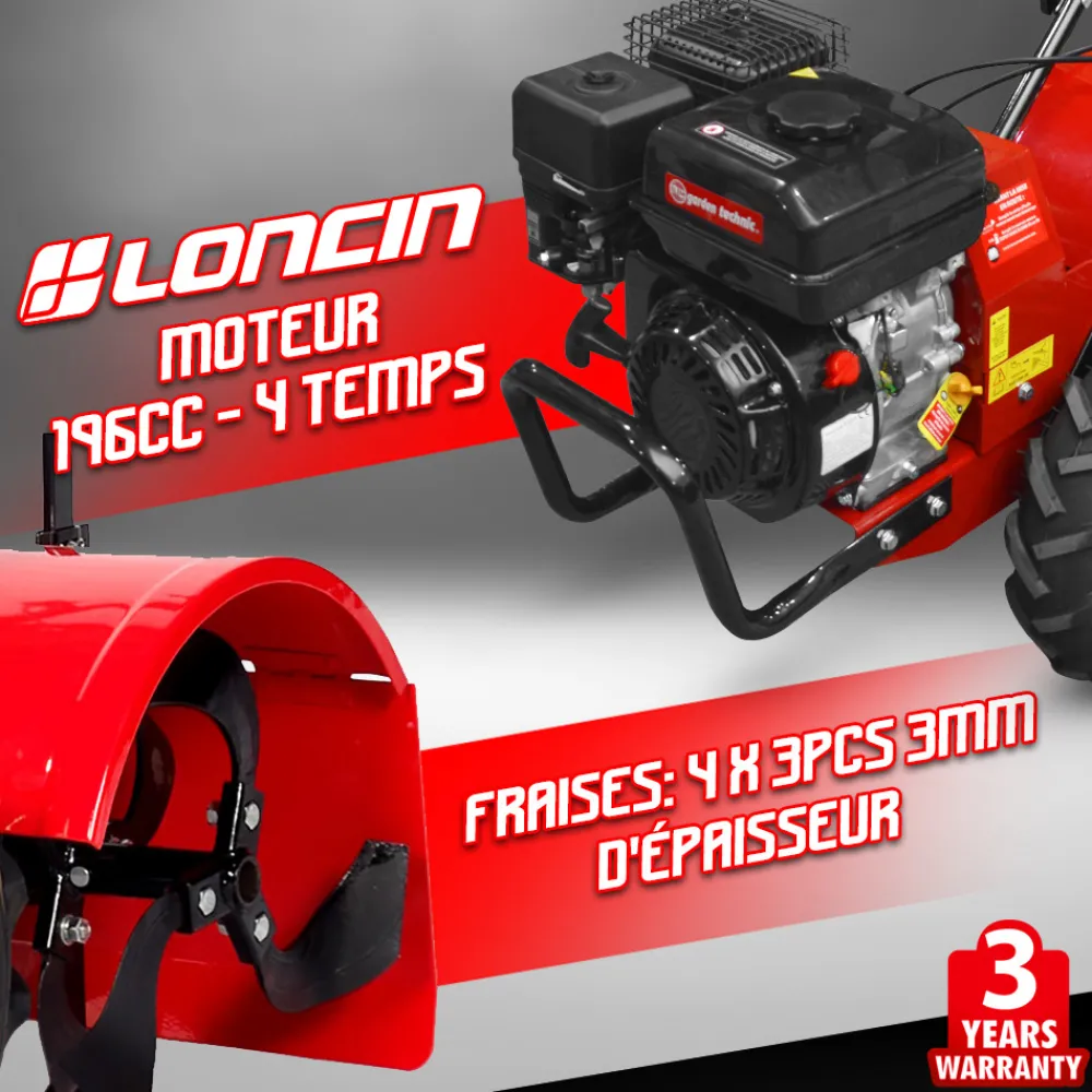 Elem Garden Technic Scarificateurs Et Motoculteurs | - Rotovateur 212cc avec une largeur de travail de 48cm - elem garden