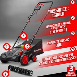 Elem Garden Technic - Scarificateur émousseur électrique 1500w - 32cm Hot