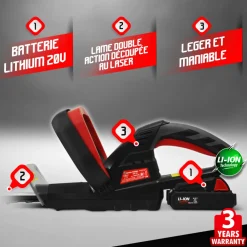 Elem Garden Technic Taille-Haies, Tronçonneuses Et Élagueuses | - Taille haies rechargeable 20v lithium