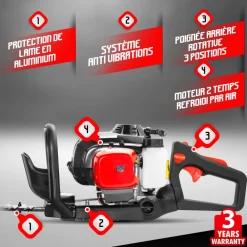 Elem Garden Technic Taille-Haies, Tronçonneuses Et Élagueuses | - Taille-haies thermique 26cc - coupe 560mm - elem garden