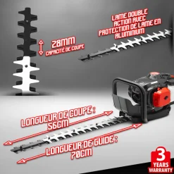 Elem Garden Technic Taille-Haies, Tronçonneuses Et Élagueuses | - Taille-haies thermique 26cc - coupe 560mm - elem garden