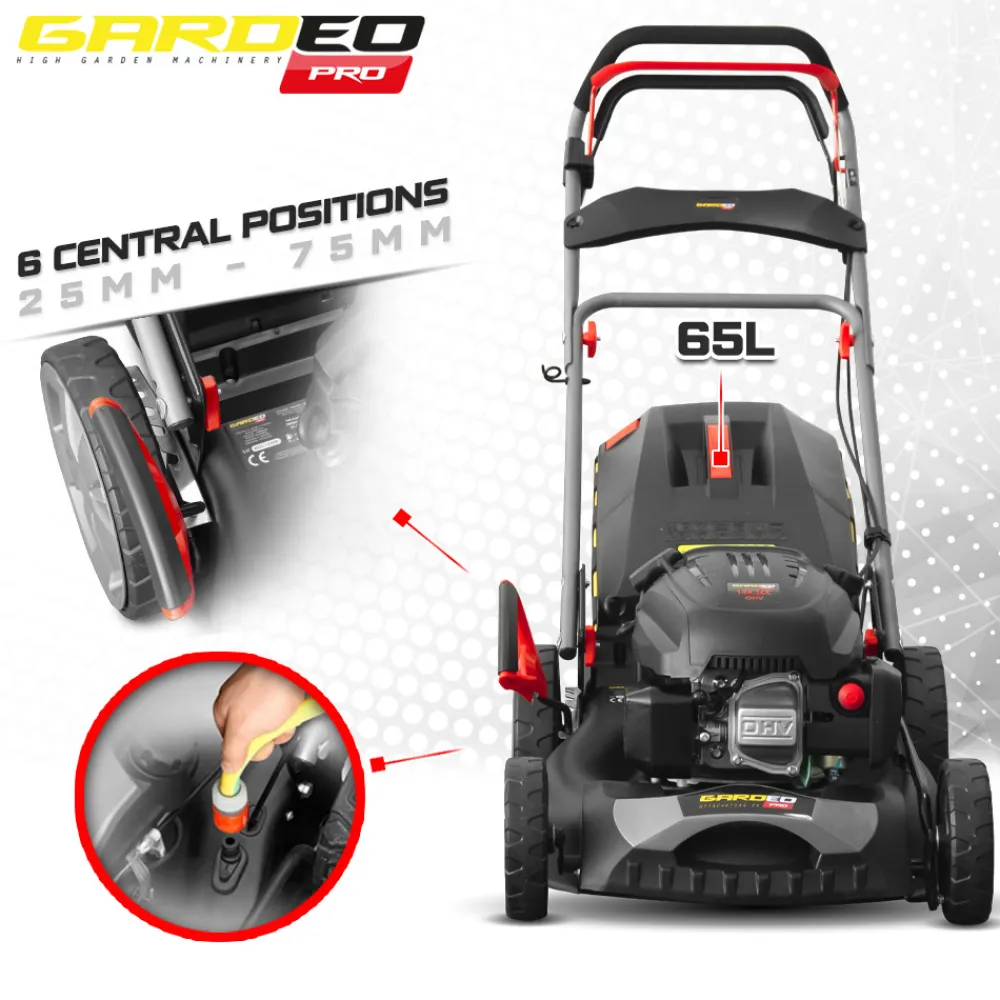 Elem Garden Technic Tondeuses | - Tondeuse thermique autotractée 144.3cc - 46cm livrée avec 2 lames + mulching - g