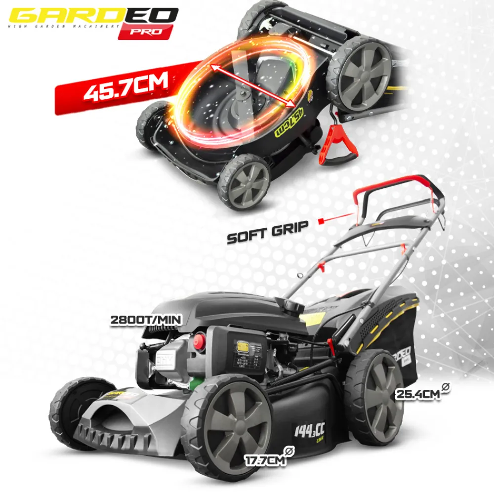 Elem Garden Technic Tondeuses | - Tondeuse thermique autotractée 144.3cc - 46cm livrée avec 2 lames + mulching - g