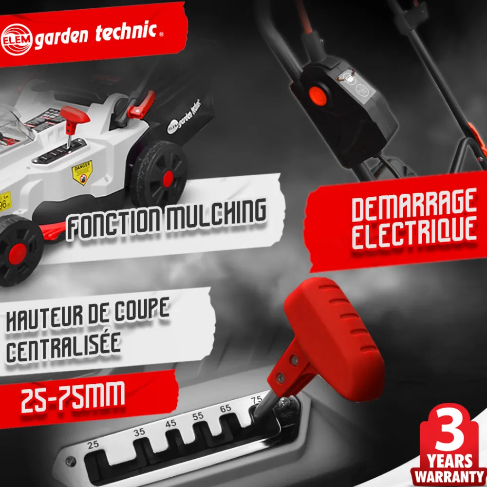 Elem Garden Technic - Tondeuse rechargeable 40v (2x20v) 37cm - batteries et chargeur fournis - elem ga Outlet