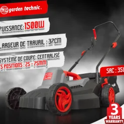Elem Garden Technic Tondeuses | - Tondeuse à gazon électrique 1500w - largeur de coupe 37cm - elem garden