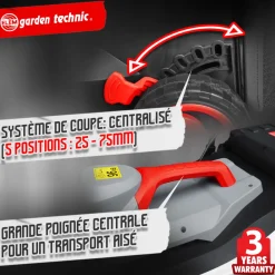 Elem Garden Technic Tondeuses | - Tondeuse à gazon électrique 1500w - largeur de coupe 37cm - elem garden
