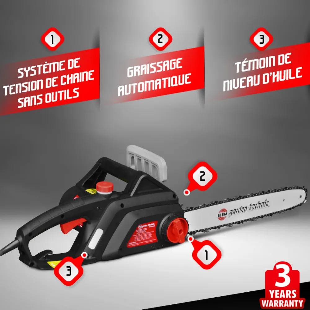 Elem Garden Technic - Tronçonneuse électrique 2000w - guide 40cm - 12,1 m/s - elem garden Sale