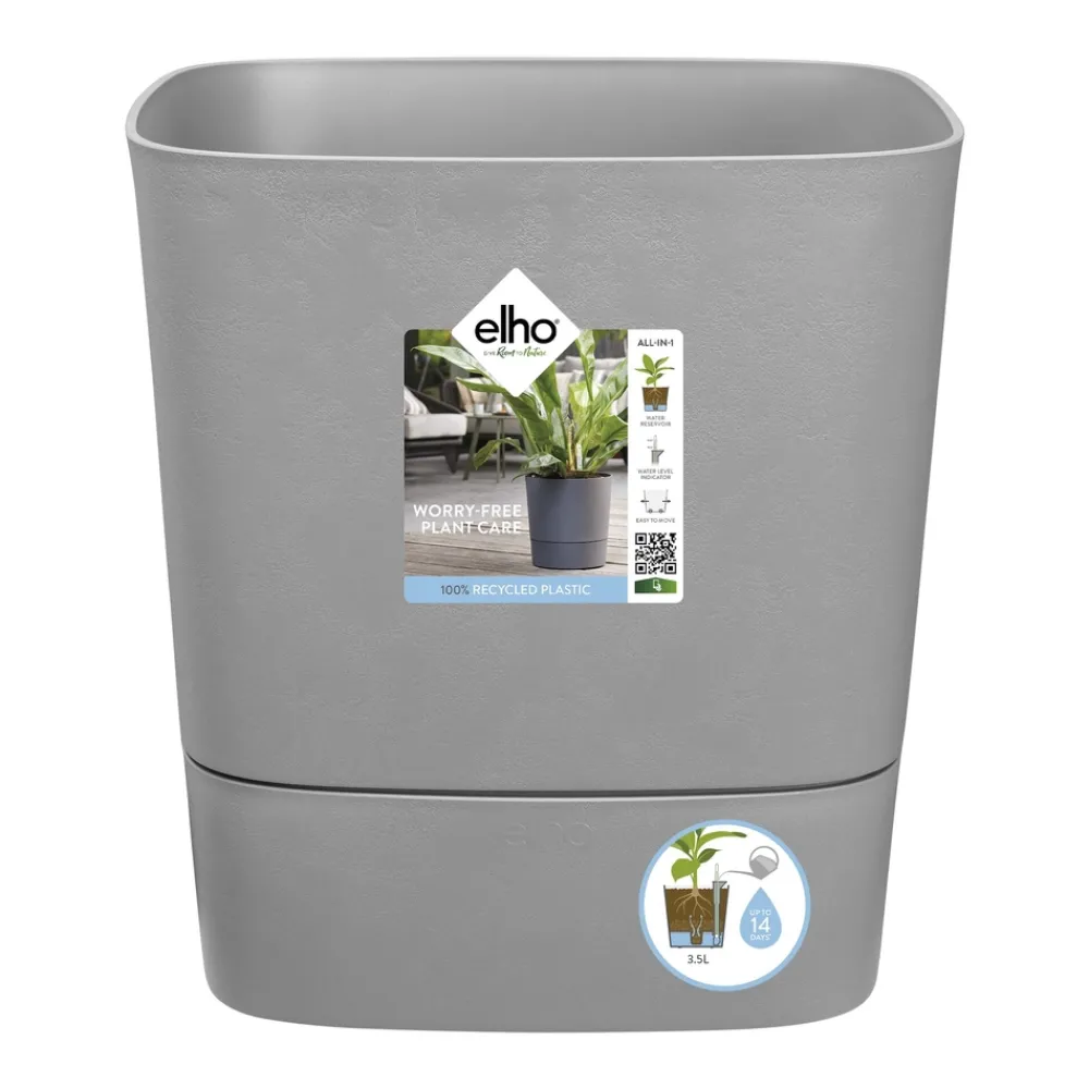 Elho - Pot Greensense Aqua Care ciment carré, à reservoir d'eau - L.30cm New
