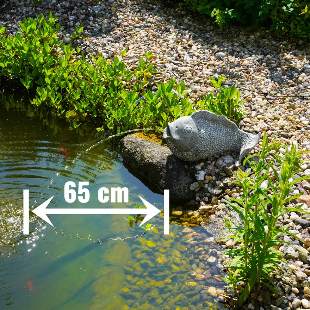 Esotec Bassins Et Fontaines | - gargouille avec pompe solaire poisson | figure de bassin figure de jardin h=22cm 101665