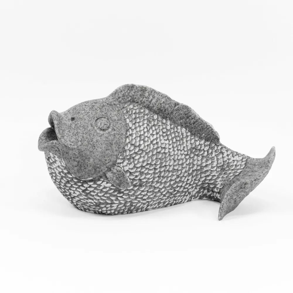 Esotec Bassins Et Fontaines | - gargouille avec pompe solaire poisson | figure de bassin figure de jardin h=22cm 101665