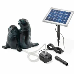 Esotec - gargouille couple de chiens de mer avec pompe de bassin solaire 5 watts jeu d'eau 101656 Clearance