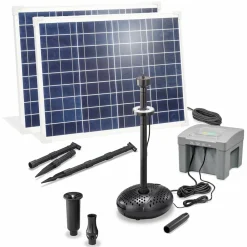 Esotec - Kit pompe de bassin solaire 100/4000 led avec accumulateur life 12,8v/24ah 101941