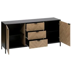 5 Five Simply Smart Mobilier D'Intérieur | - 5five - buffet "chevrons" 2 portes 3 tiroirs effet pin naturel 160x75cm