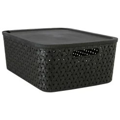 5 Five Simply Smart Mobilier D'Intérieur | - 5five - panier "tressy" en plastique noir 15l