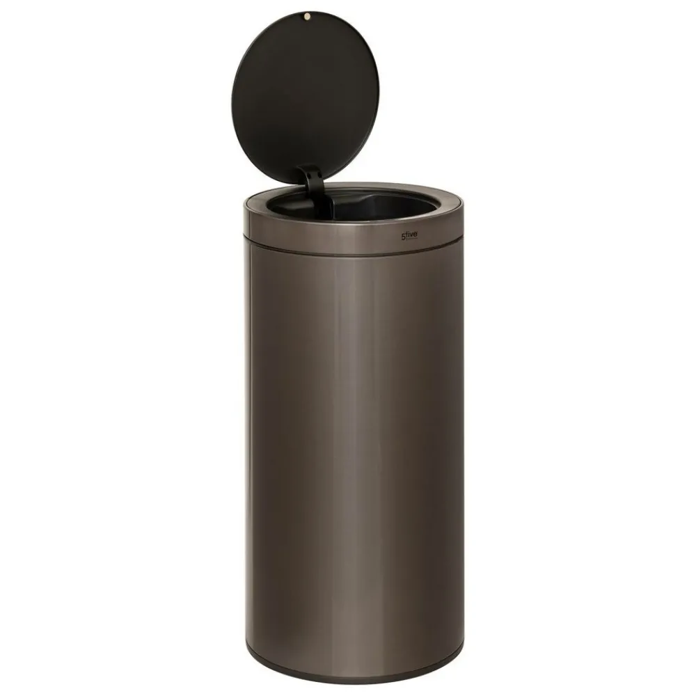 5 Five Simply Smart - 5five - poubelle automatique "delta" en métal noir 40l Hot