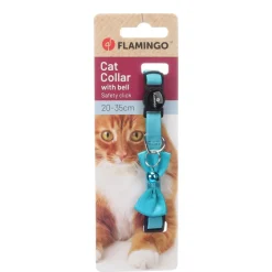 Flamingo - Collier avec nœud castor turquoise 20 – 35 cm pour chat Clearance