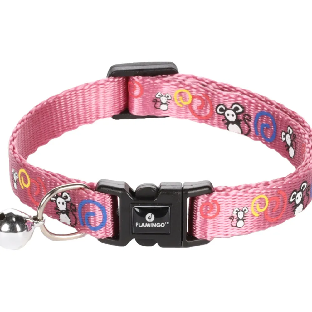 Flamingo - Collier ziggi réglable de 20 à 35 cm lilas avec motif souris pour chat Clearance