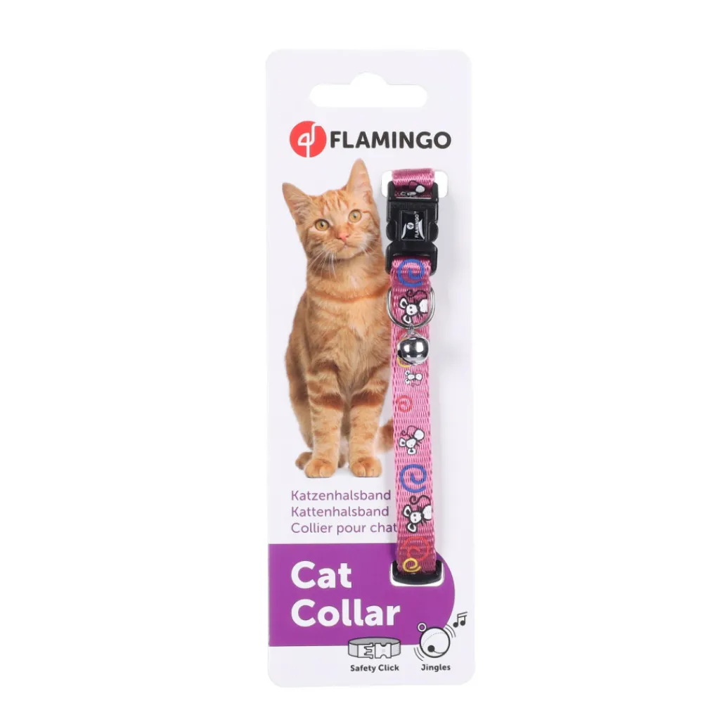 Flamingo - Collier ziggi réglable de 20 à 35 cm lilas avec motif souris pour chat Clearance