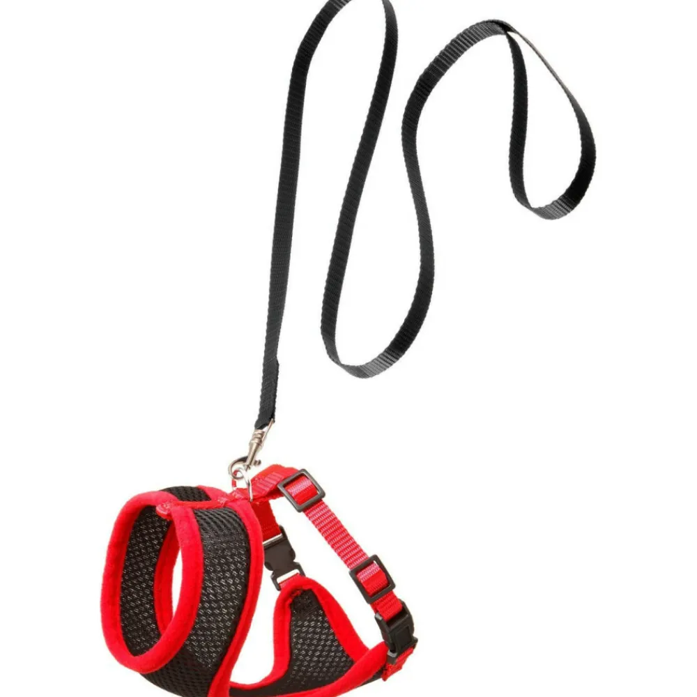 Flamingo - Harnais pour chat, couleur noir et rouge, taille m, réglable New