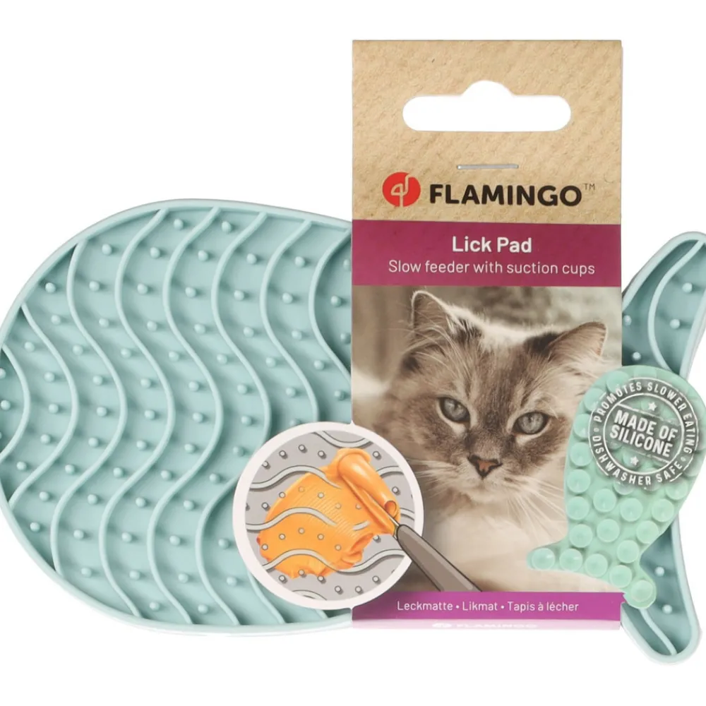 Flamingo - Tapis à lécher martha poisson vert en silicone pour chat Outlet