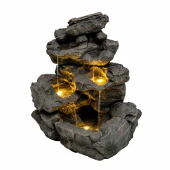 NA Bassins Et Fontaines | Fontaine de jardin rustic rapids avec éclairage led blanc chaud & brosse à nettoyage