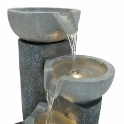 NA Fontaine de jardin tranquil tiers avec éclairage led blanc chaud & brosse à nettoyage New