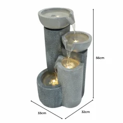 NA Fontaine de jardin tranquil tiers avec éclairage led blanc chaud & brosse à nettoyage New