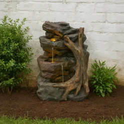 NA Fontaine de jardin willow springs avec éclairage led blanc chaud & brosse à nettoyage Sale