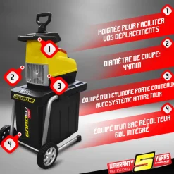 Gardeo Pro - Broyeur de végétaux électrique 2800w 44mm - gardeo Discount