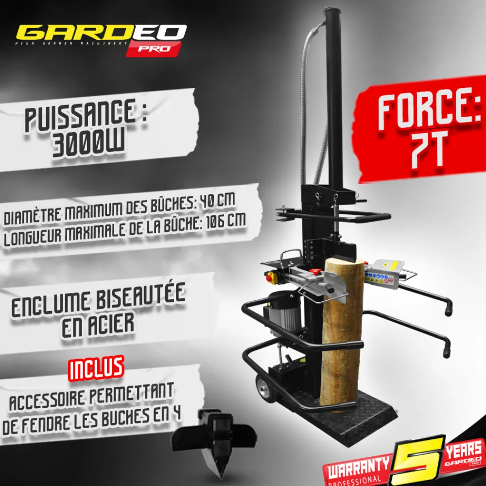 Gardeo Pro Taille-Haies, Tronçonneuses Et Élagueuses | - Fendeur de bûches vertical 3000w -