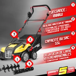 Gardeo Pro Scarificateurs Et Motoculteurs | - Scarificateur emousseur electrique 1800w - 40cm