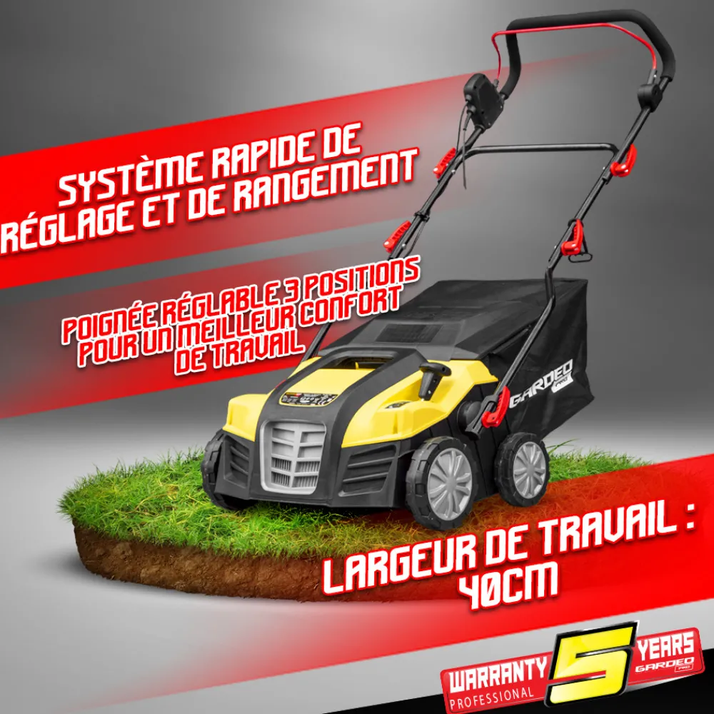Gardeo Pro Scarificateurs Et Motoculteurs | - Scarificateur emousseur electrique 1800w - 40cm