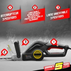 Gardeo Pro Taille-Haies, Tronçonneuses Et Élagueuses | - Taille-haies électrique 600w avec lame 55 cm - coupe 20 mm - poignée rotative -
