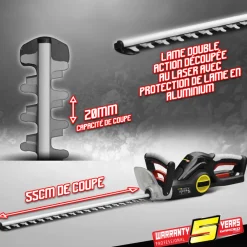 Gardeo Pro Taille-Haies, Tronçonneuses Et Élagueuses | - Taille-haies électrique 600w avec lame 55 cm - coupe 20 mm - poignée rotative -