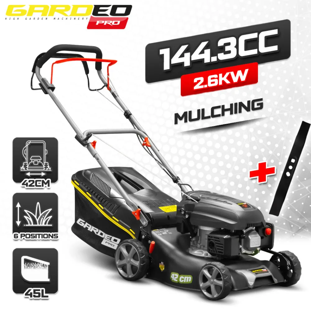 Gardeo Pro - Tondeuse thermique autotractée 144.3cc - 42cm livrée avec 2 lames + mulching - g Clearance
