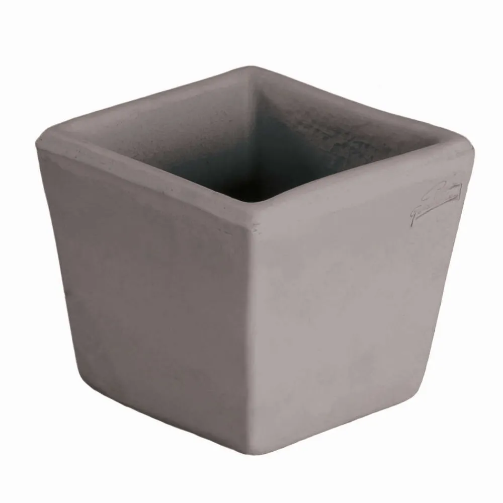 Goicoechea Pots Et Jardinières | - Carré Lisse en terre cuite grise L. 12 x l. 12cm