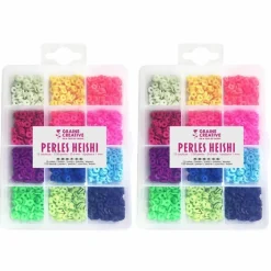 Graine Créative GRAINE CRÉATIVE - 2 boîtes de perles heishi x 12 couleurs fluo New