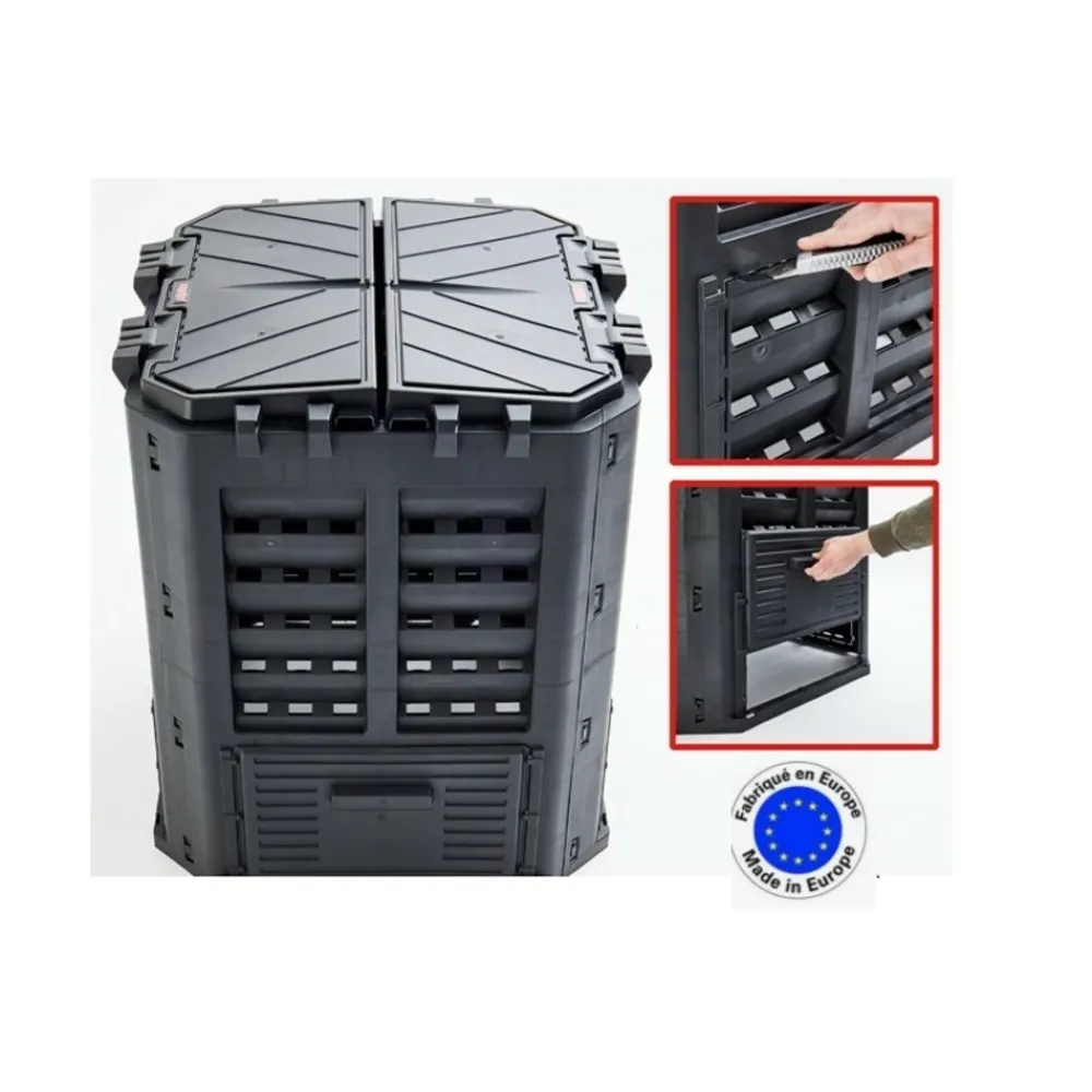 Hecht Jardinage Écologique | - H 3060 composteur pour jardin 360l déchets de pelouse boite de compostage 69 x 69 x 84 cm