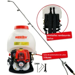 Hecht - H 433 pulvérisateur à dos essence spray engrais 4temps 15l avec tuyau 159cm 2,5bars Sale