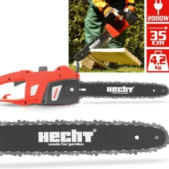 Hecht Taille-Haies, Tronçonneuses Et Élagueuses | - H 2035 tronçonneuse électrique 2000 w scie à chaine et épée de haute qualité puissante épée 35cm 4,2kg