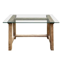 Interior's - Bureau plateau en verre bois marron - origine Outlet