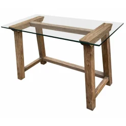 Interior's - Bureau plateau en verre bois marron - origine Outlet