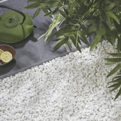 Jardinex Brise-Vues, Bordures Et Dallages | - Gravier concassé marbre blanc 9/12 mm - big bag 1t (16 m²) - blanc